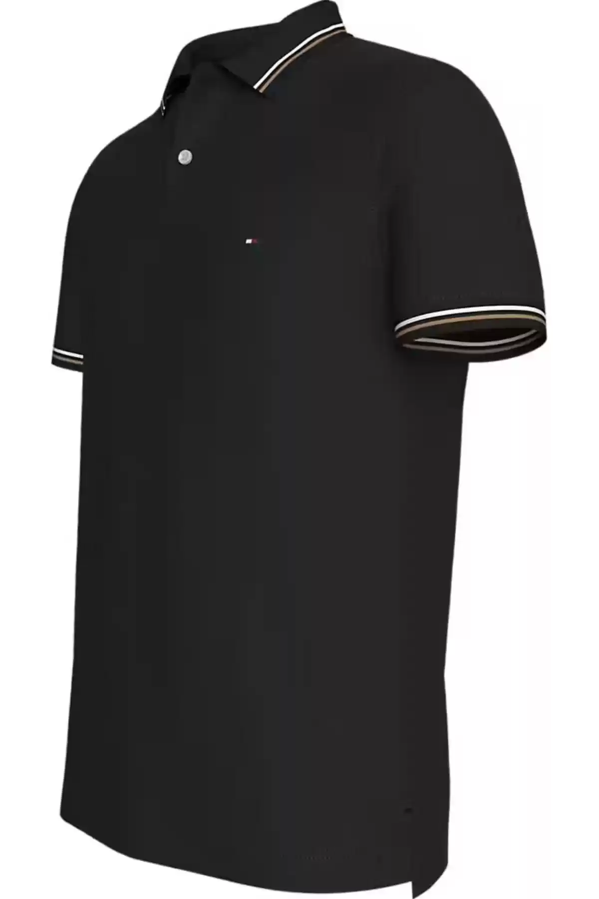 Tommy Hilfiger Erkek Siyah Logolu   Polo T-Shirt