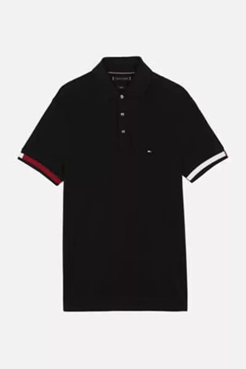 Tommy Hilfiger Erkek Siyah Polo Yaka T-Shirt