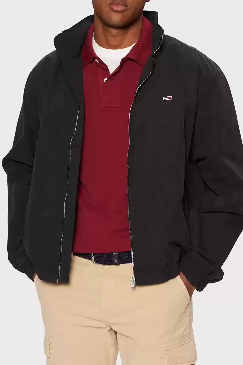 Tommy Hilfiger Erkek Siyah Regular Fit Logolu Ceket