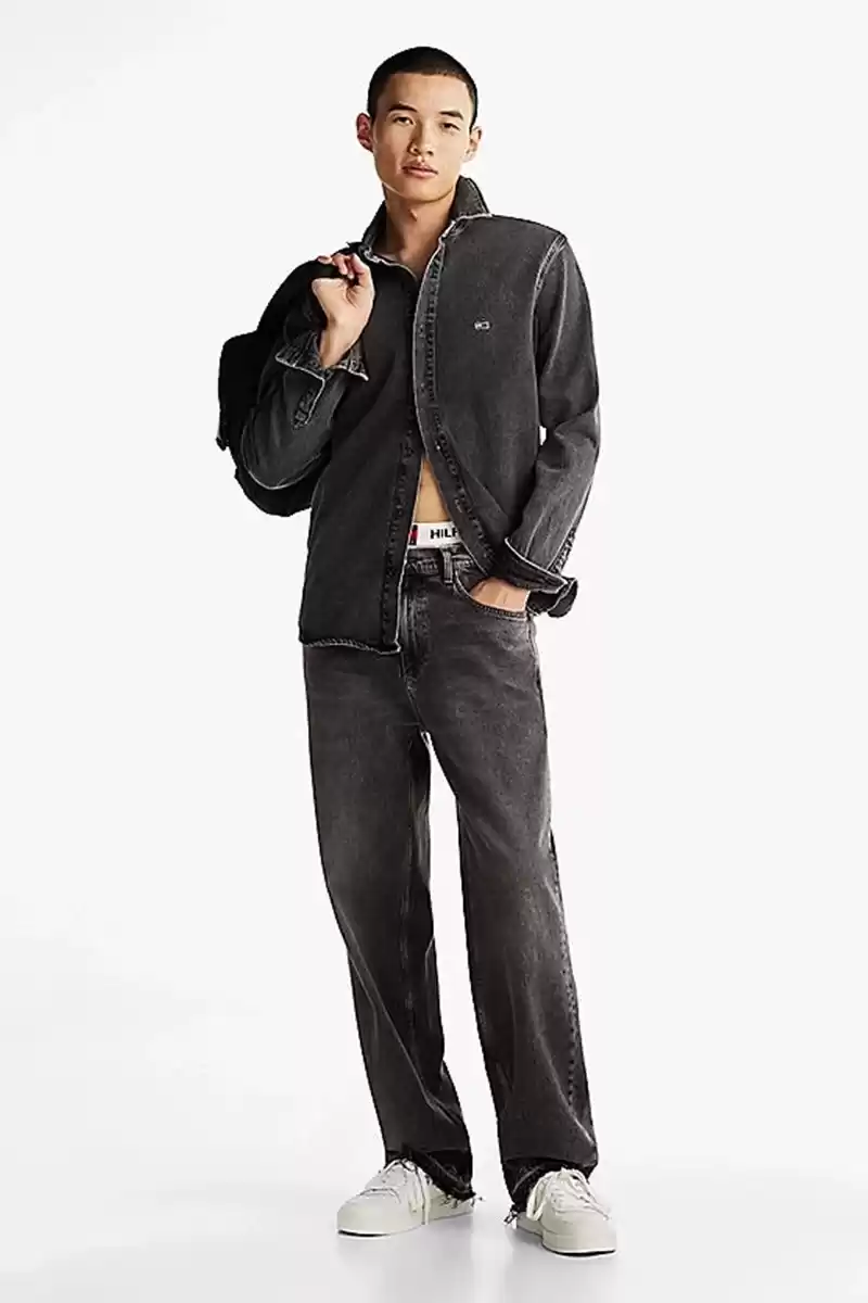 Tommy Hilfiger Erkek Siyah Regular Fit Kot Gömlek