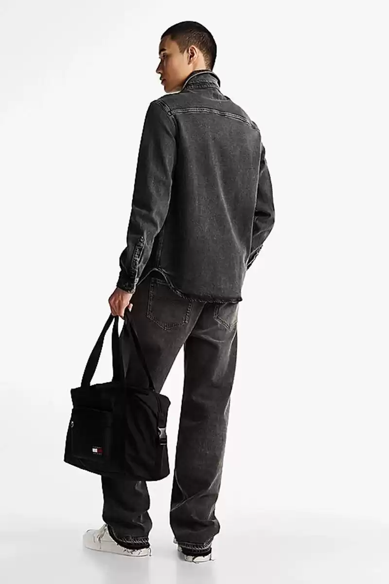 Tommy Hilfiger Erkek Siyah Regular Fit Kot Gömlek