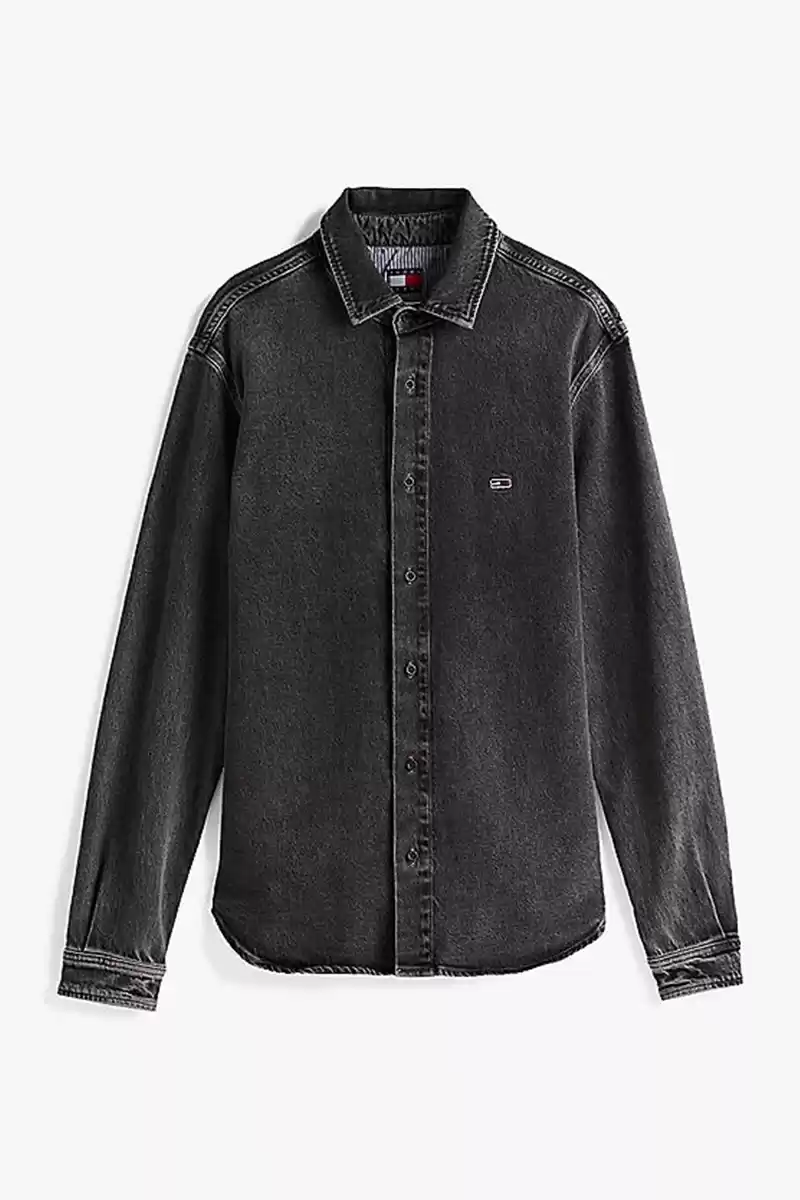 Tommy Hilfiger Erkek Siyah Regular Fit Kot Gömlek