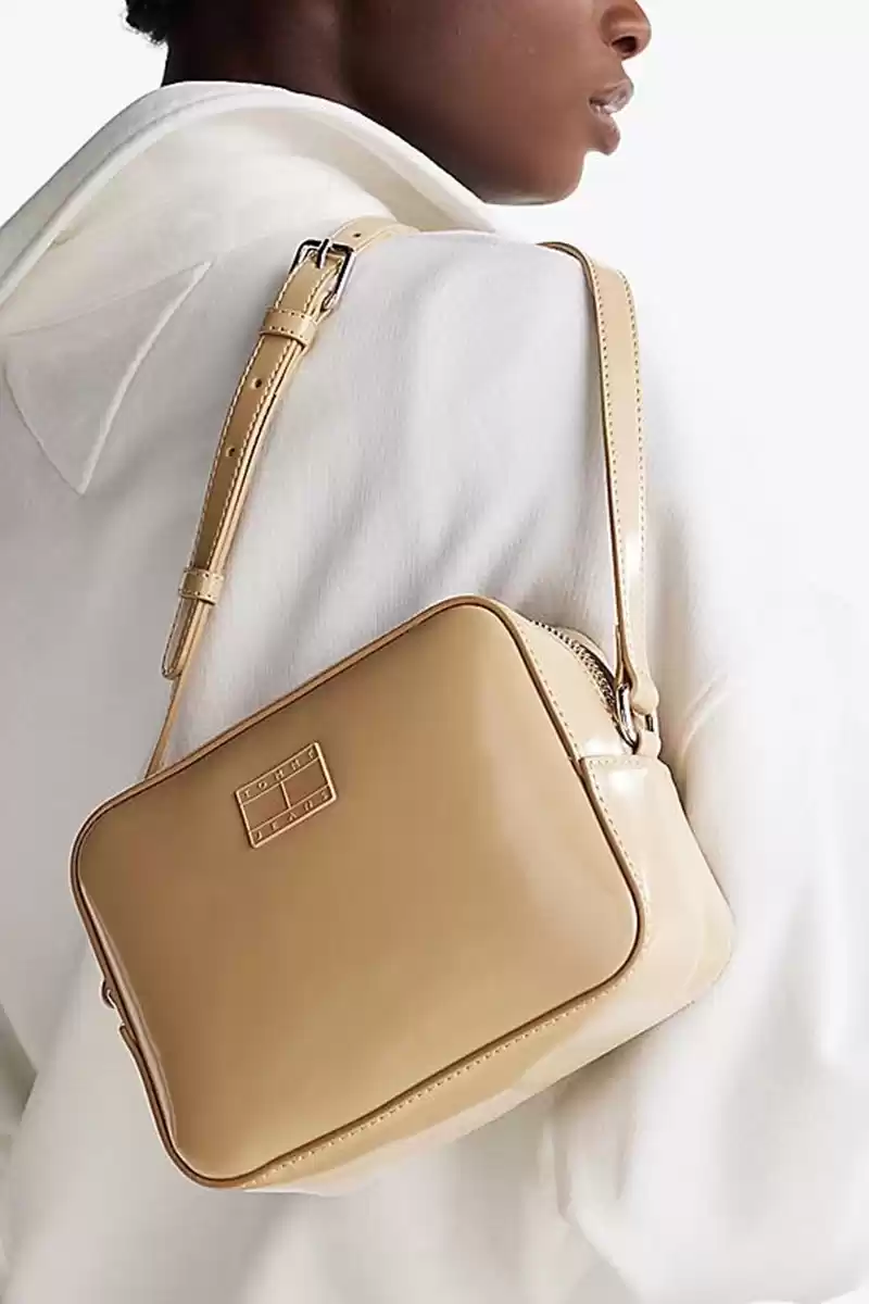 Tommy Hilfiger Logolu Kadın Bej Çapraz Çanta