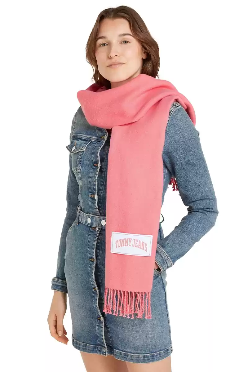 Tommy Hilfiger Logolu Kadın Pembe Atkı