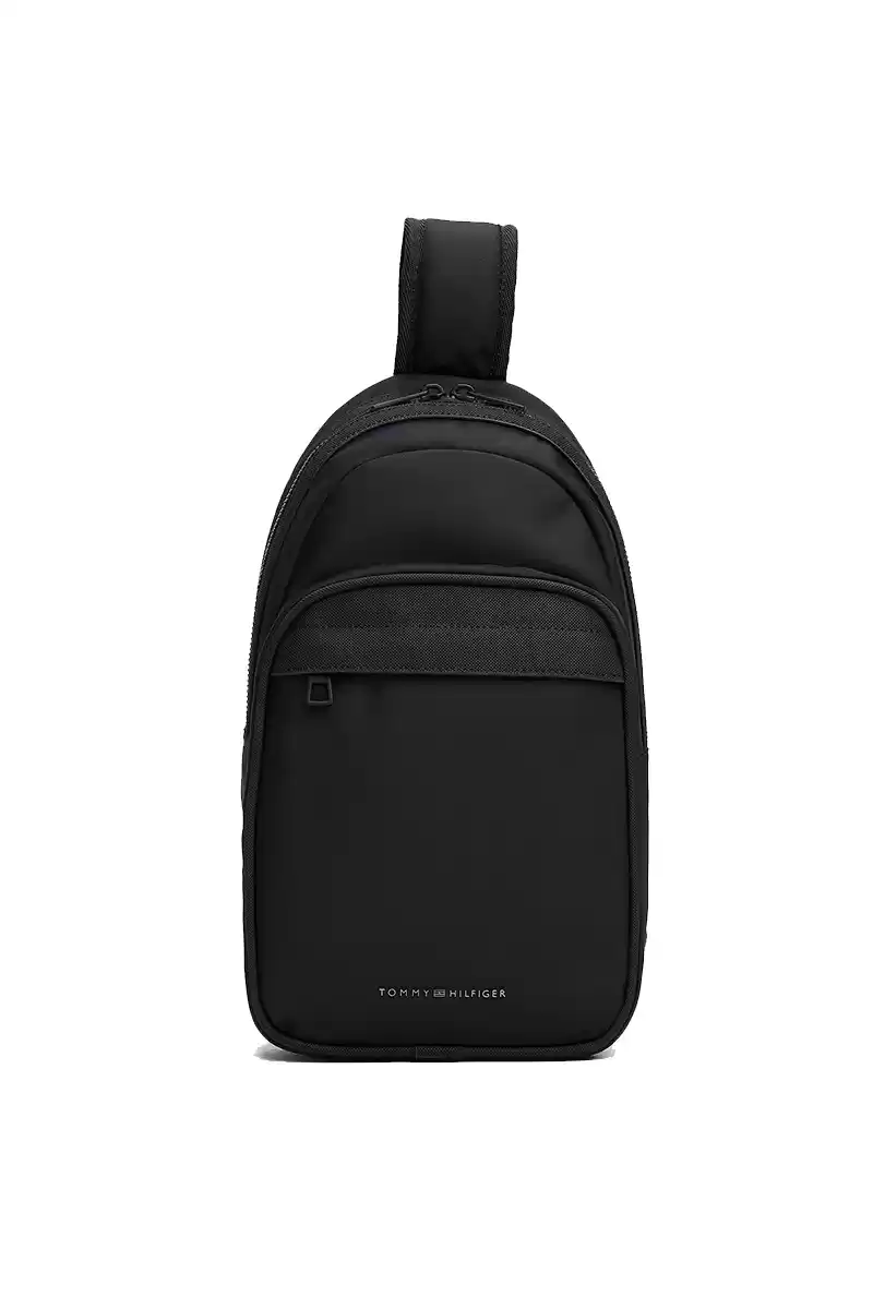 Tommy Hilfiger Erkek  Metal Logo Askılı Siyah Çanta