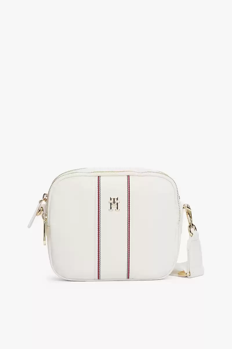Tommy Hilfiger Monogram Çapraz Askılı Beyaz Kamera Çantası