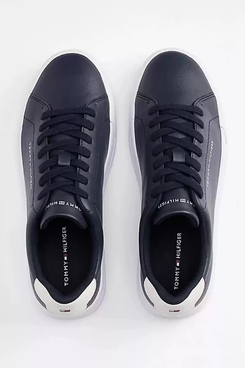 Tommy Hilfiger Erkek Lacivert Pebble Grain Court Sneaker