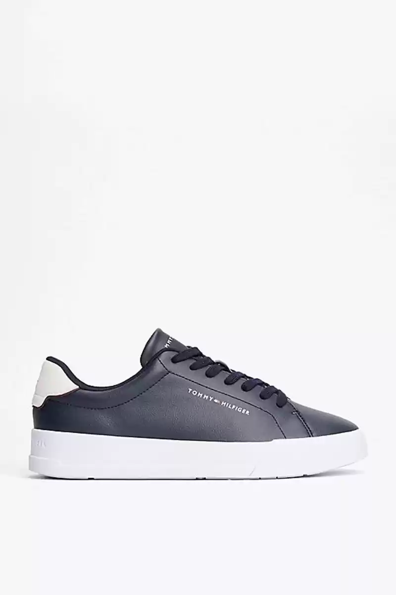 Tommy Hilfiger Erkek Lacivert Pebble Grain Court Sneaker