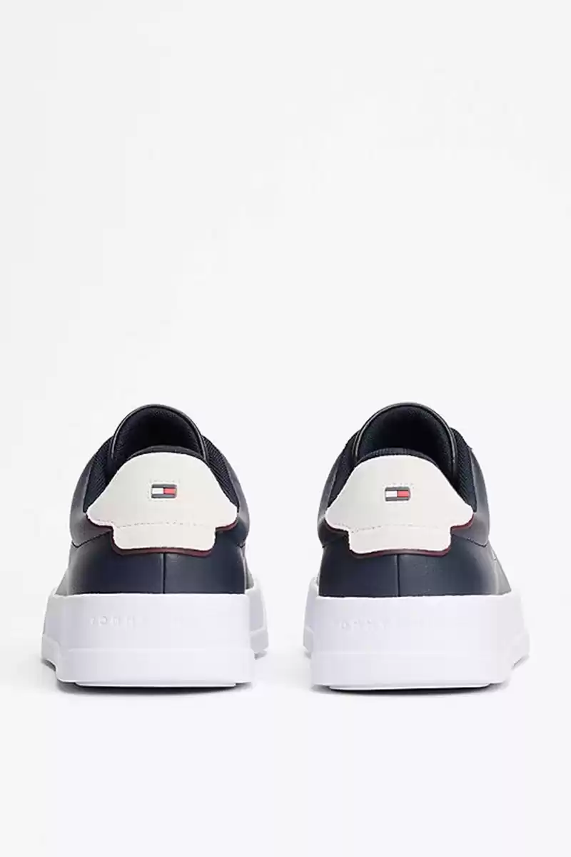 Tommy Hilfiger Erkek Lacivert Pebble Grain Court Sneaker