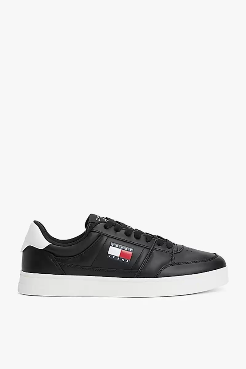 Tommy Hilfiger Erkek Siyah Greenwich Essential Deri  Sneaker