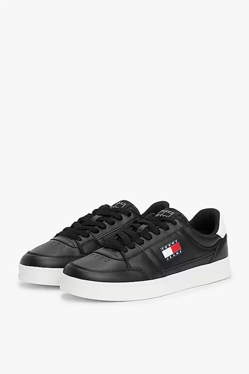 Tommy Hilfiger Erkek Siyah Greenwich Essential Deri  Sneaker