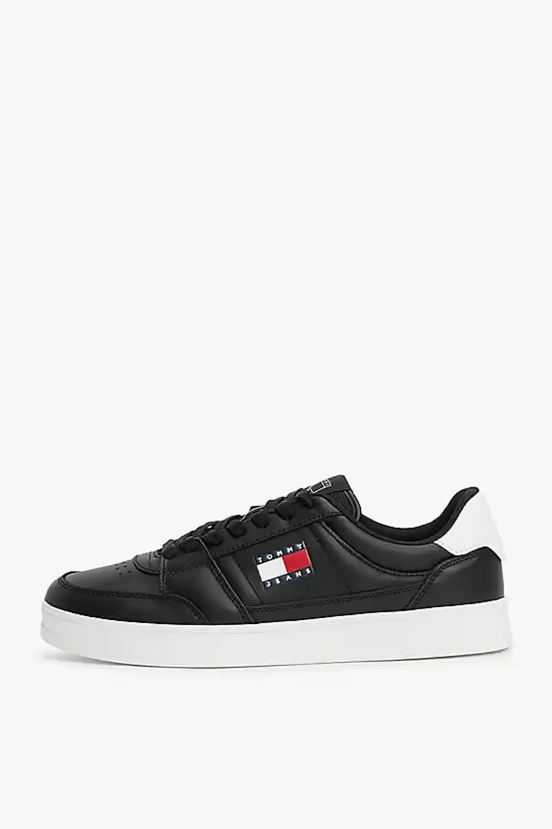 Tommy Hilfiger Erkek Siyah Greenwich Essential Deri  Sneaker