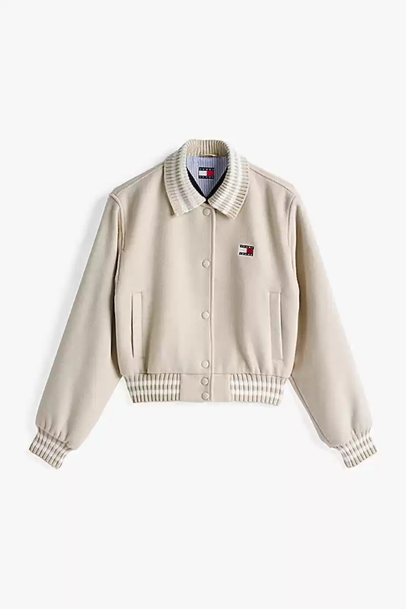 Tommy Hilfiger Kadın Bej Varsity Bomber Ceket