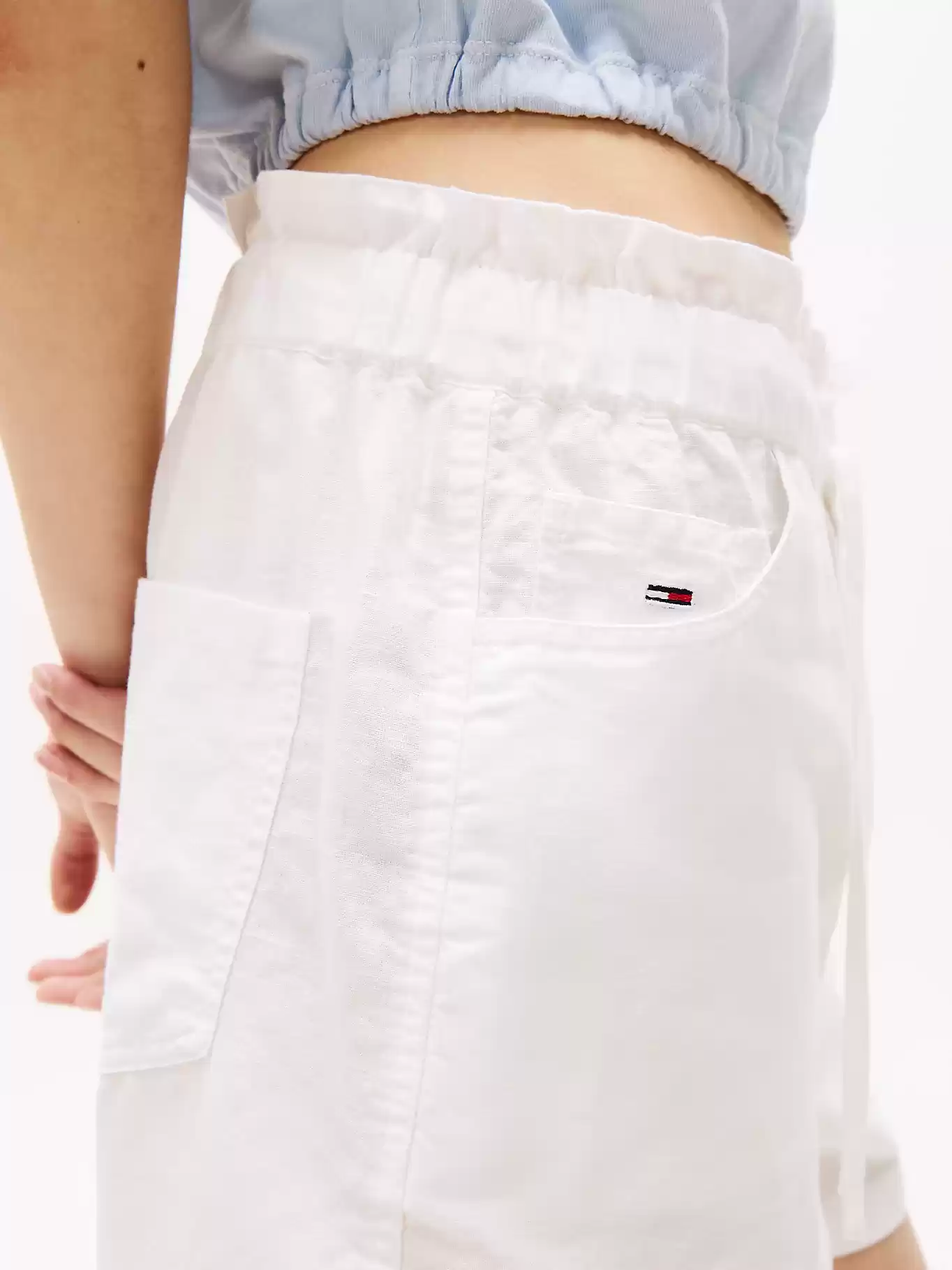 ommy Jeans Kadın Yale Blue Pamuk‑Keten Şort