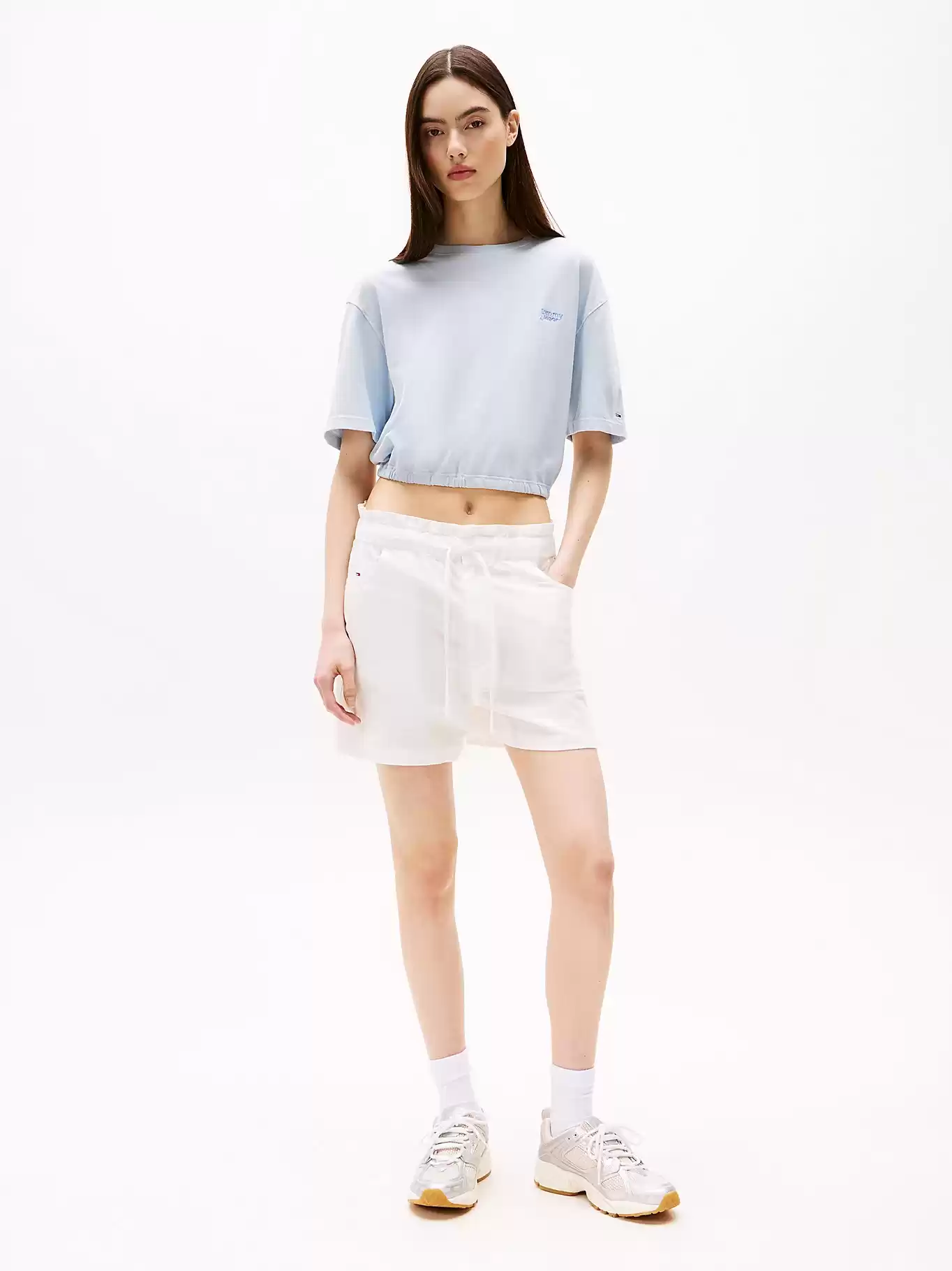 ommy Jeans Kadın Yale Blue Pamuk‑Keten Şort