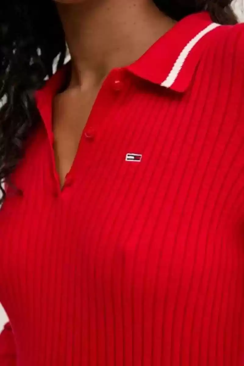 Tommy Hilfiger Kadın Kırmızı Midi Polo Elbise