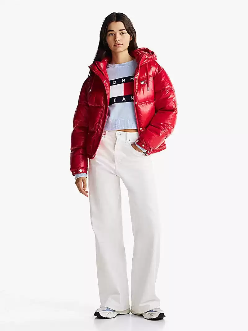 Tommy Jeans  Kadın  Kırmızı Puffer Mont