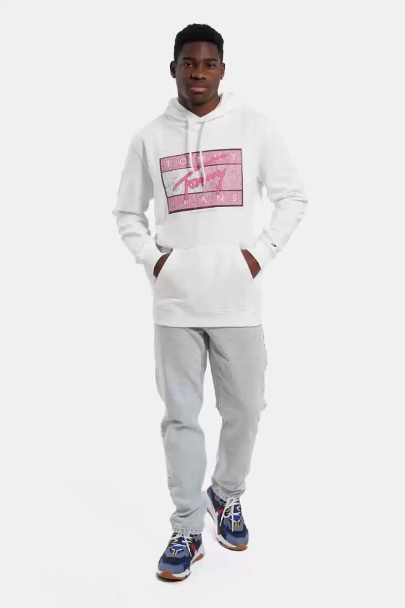 Tommy Hilfiger Logolu Erkek Beyaz Sweatshırt