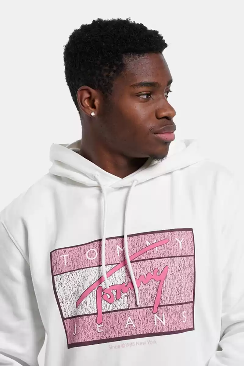 Tommy Hilfiger Logolu Erkek Beyaz Sweatshırt