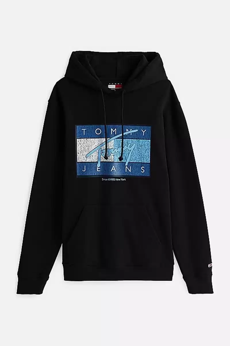 Tommy Hilfiger Logolu Erkek Siyah Sweatshırt