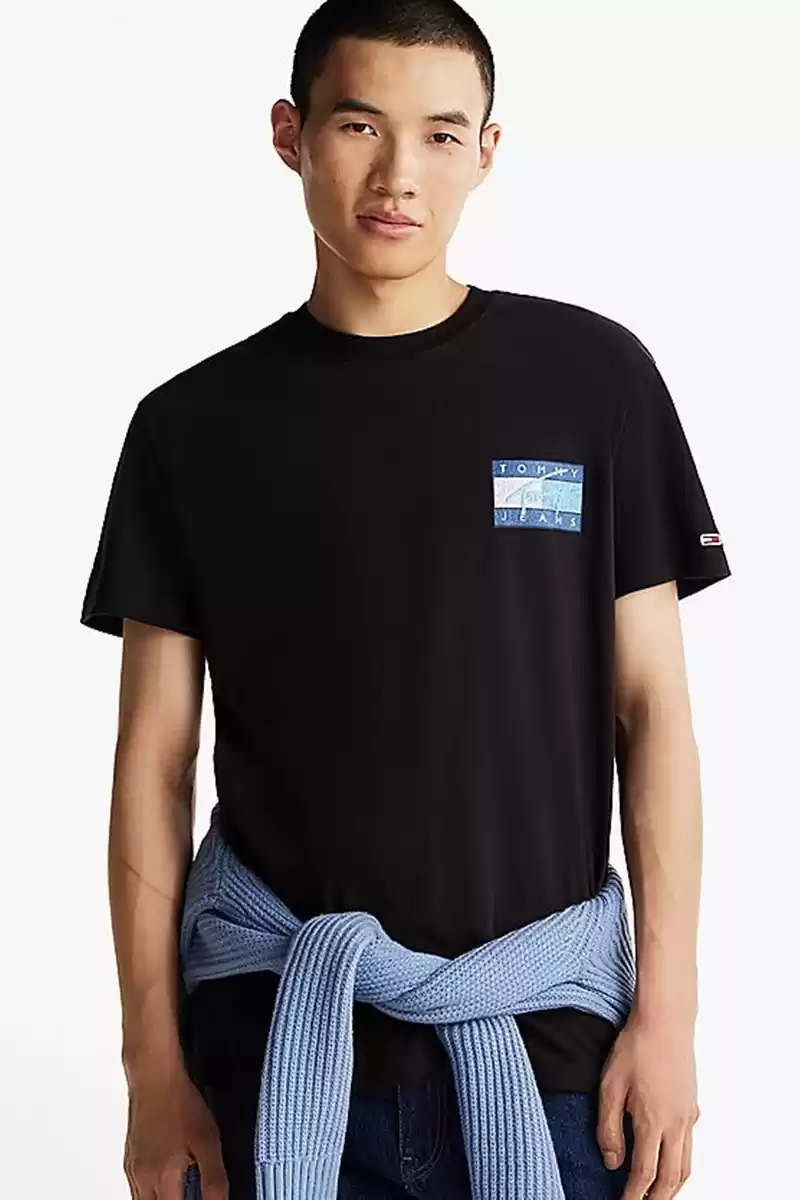 Tommy Hilfiger Logolu Erkek Siyah T-Shirt