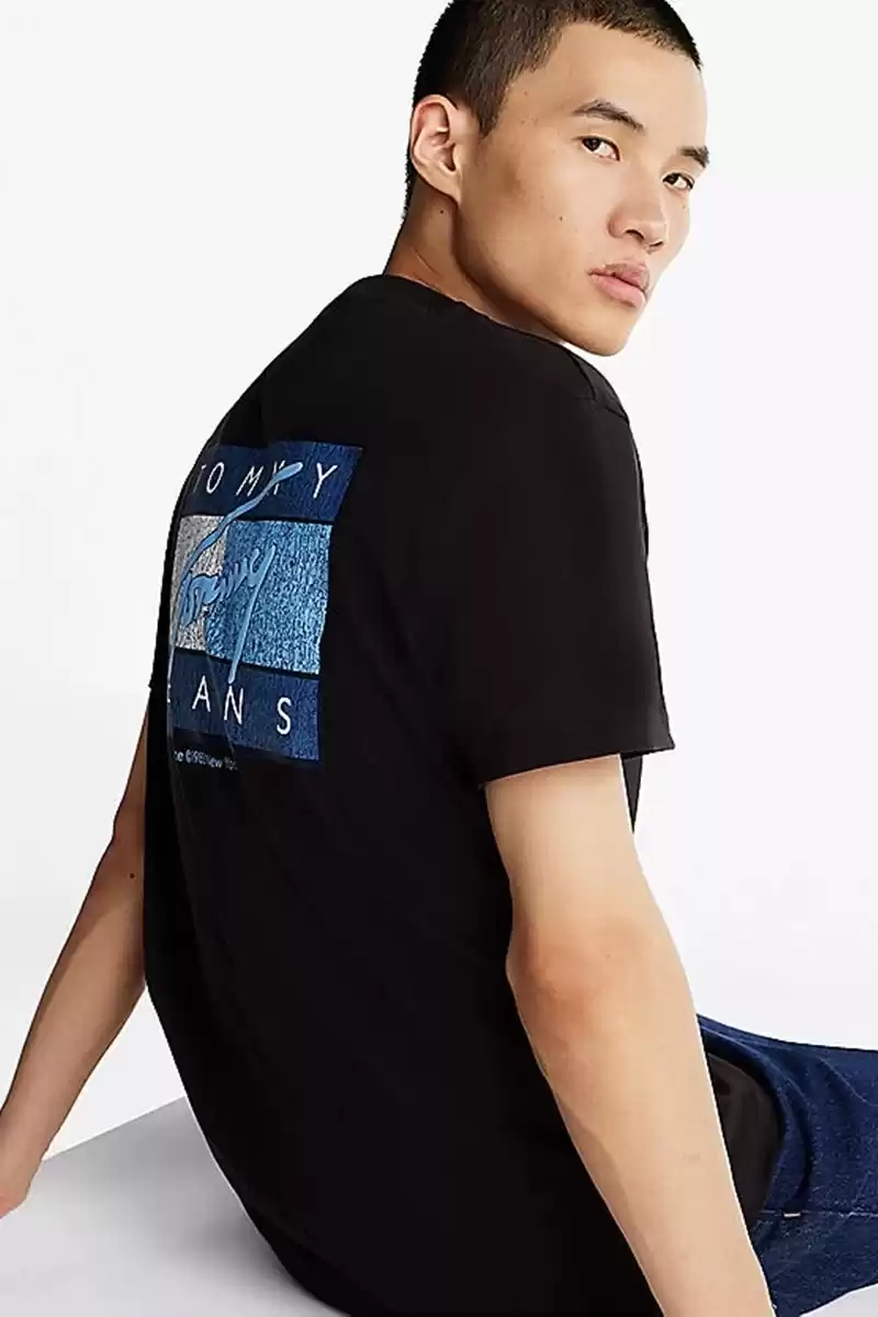 Tommy Hilfiger Logolu Erkek Siyah T-Shirt