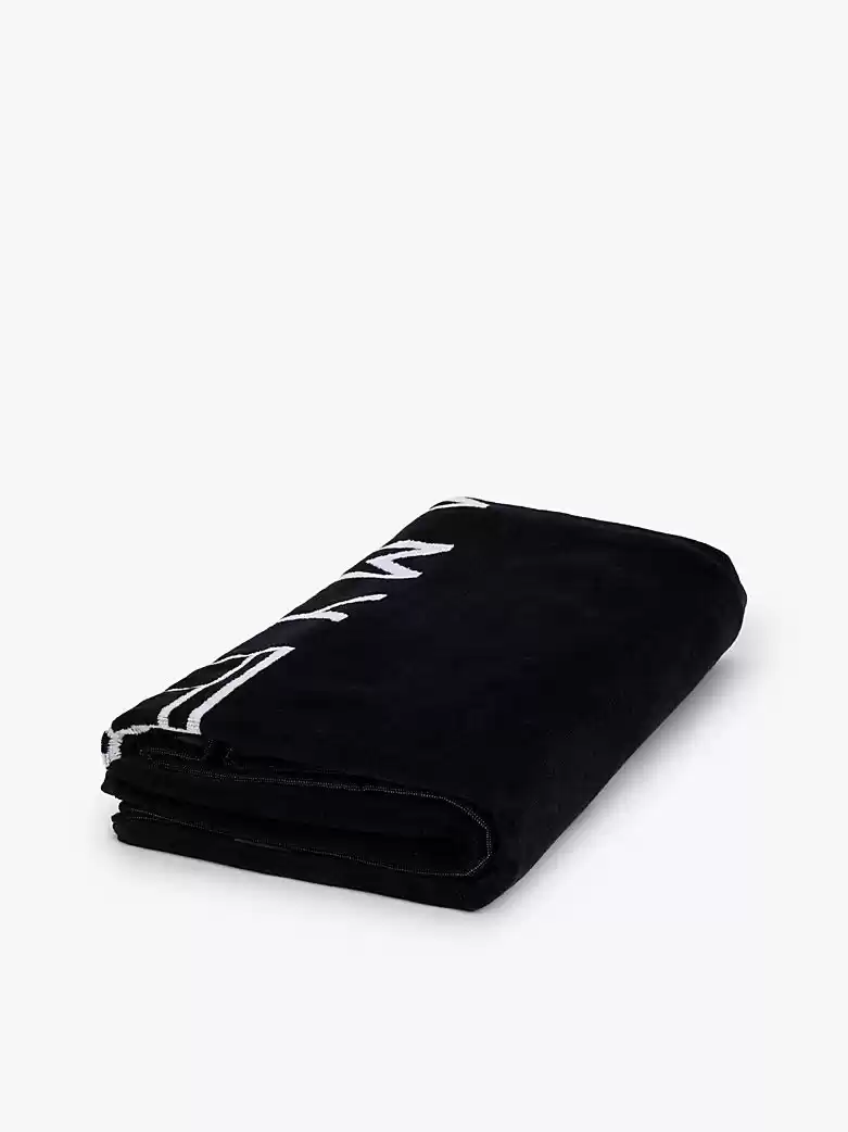 Tommy Hilfiger Unisex Lacivert Logo Nakışlı Plaj Havlusu