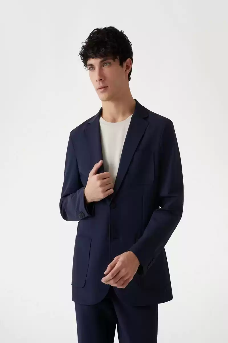Guess Erkek Lacivert Blazer Ceket