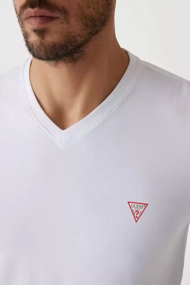 Guees Erkek Beyaz Slim Fit T-Shirt