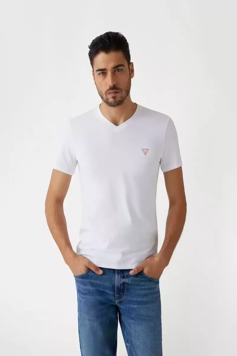 Guees Erkek Beyaz Slim Fit T-Shirt