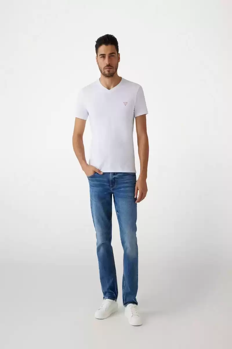 Guees Erkek Beyaz Slim Fit T-Shirt