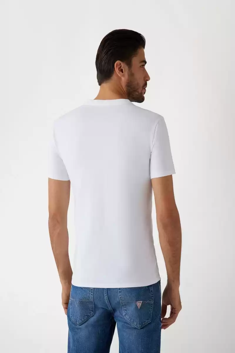 Guees Erkek Beyaz Slim Fit T-Shirt
