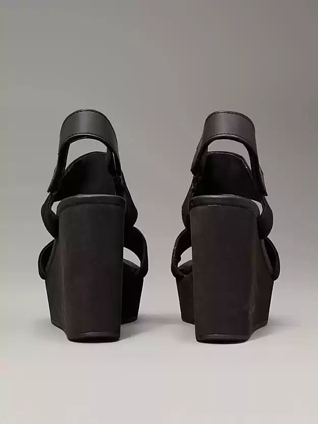 Calvin Klein Jeans Kadın Siyah  Deri Blok Topuklu Sandalet