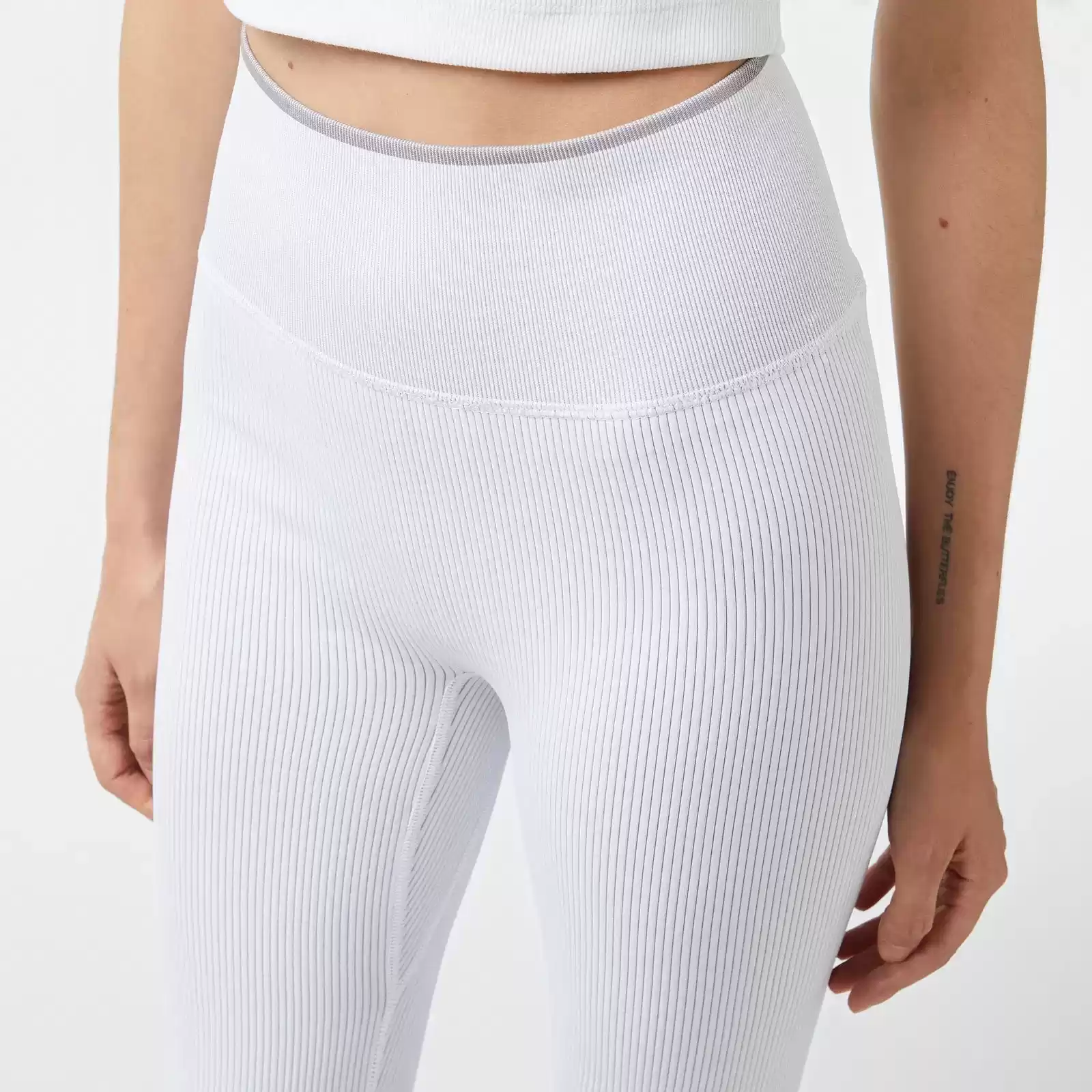 Calvin Klein Kadın Beyaz Yüksek Bel Slim Fit Tayt