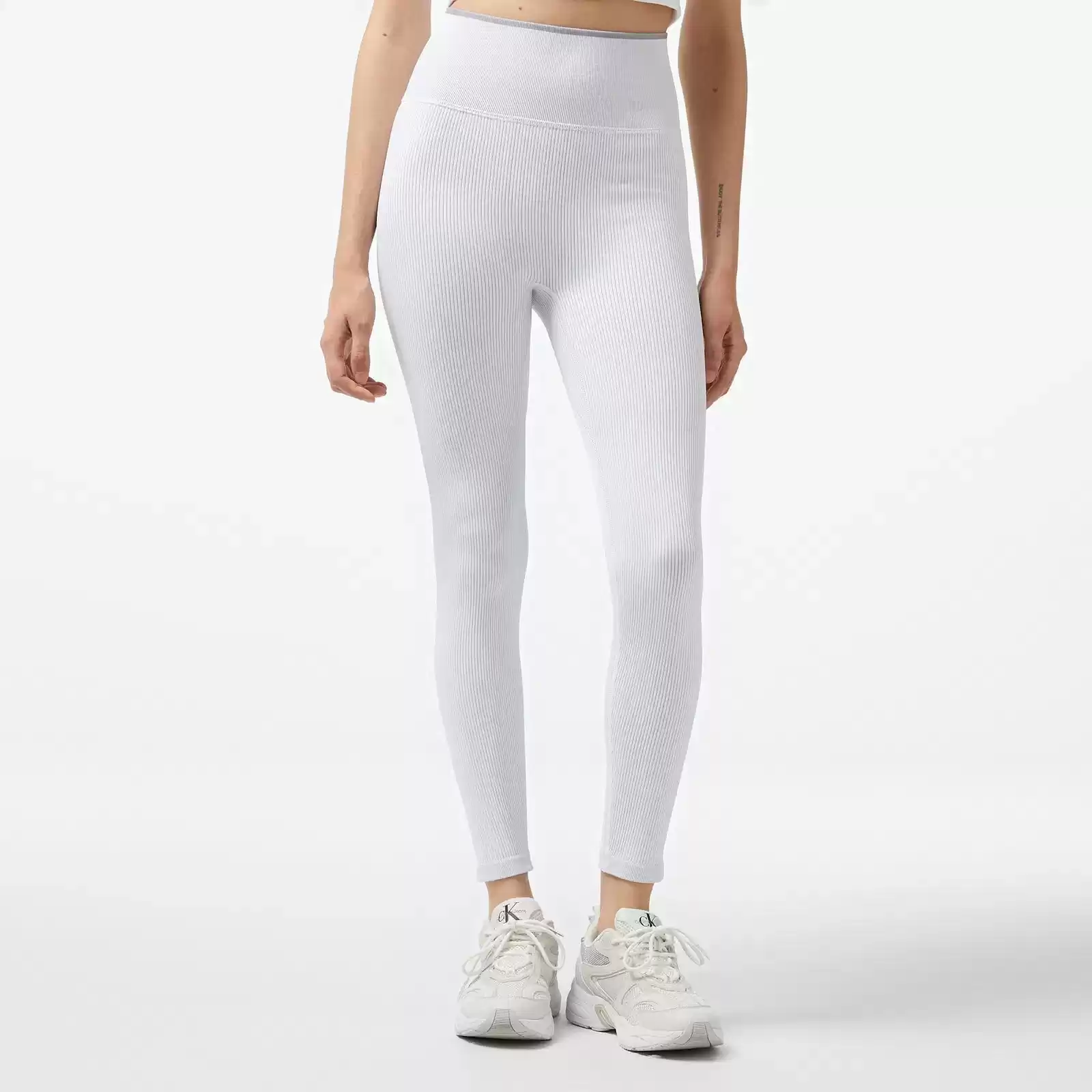 Calvin Klein Kadın Beyaz Yüksek Bel Slim Fit Tayt