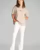 Calvin Klein Kadın Logo Baskılı Ekru T-shirt