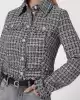 Guess Kadın Siyah Beyaz Daphnee Crop Kesim Tüvit Ceket