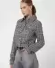 Guess Kadın Siyah Beyaz Daphnee Crop Kesim Tüvit Ceket
