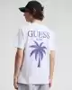 Guess Erkek Beyaz Palmiye Desenli Tişört