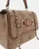 Guess Kadın Kahverengi Izzy 4G Logolu Mini Çapraz Çanta