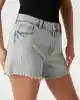 Guess Kadın Mavi Relaxed Midi Şort