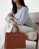 Guess Kadın Kahverengi Nastra İki Bölmeli Tote Çanta