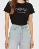 Guess Kadın Margot Siyah Ön Logolu T-Shirt
