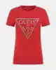Guess Kadın Parlak Üçgen Logolu Kırmızı T-Shirt