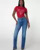 Guess Kadın Parlak Üçgen Logolu Kırmızı T-Shirt
