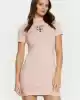Guess Kadın Logolu Stretch Pembe Mini Elbise