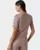 Guess Kadın Kahverengi Yan Logo Şeritli T-Shirt