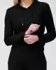 Guess Kadın Siyah 4G Logolu Kapşonlu Sweatshirt