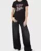 Guess Kadın Taşlı Love Logolu Siyah T-Shirt