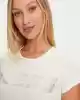 Guess Kadın Krem Logolu T-Shirt